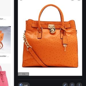 Michael Kors Ostrich tangerine north/south tote
